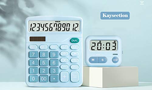 YOUHO Calculator, 12-bit Solar Battery Dual Power Standard Function Electronic Calculator with Large LCD Display Office Calculator Black(5 Battery)