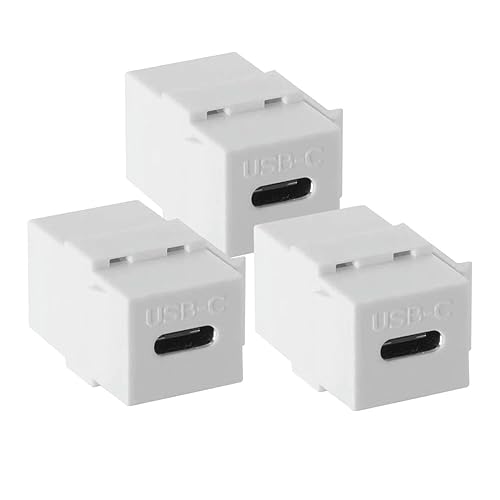 OUYFBO USB C Keystone Jack Inserts,(3-Pack) USB 3.1 Type-C Module Coupler Adapters Female to Female Keystone Insert Snap-in Connector Socket Adapter