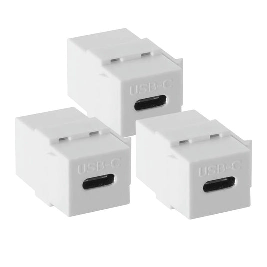 OUYFBO USB C Keystone Jack Inserts,(3-Pack) USB 3.1 Type-C Module Coupler Adapters Female to Female Keystone Insert Snap-in Connector Socket Adapter