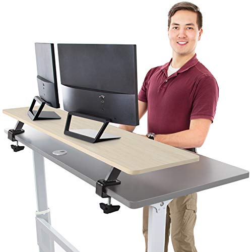Stand Steady 55 Inch Clamp On Desk Shelf | Large Monitor Riser Supports 3 Screens for Extra Storage | Ergonomic Monitor Stand Securely Attaches