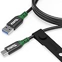 Plugable USB C to USB A Cable with Desk Management Strap, 3.3 Ft, Supports 10Gbps Data Transfer, 3A (15W) Charging, USB 3.2 Gen 2, Compatible
