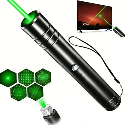 QUEOPFU Green Laser Pointer Pen - Rechargeable Laser Beam, USB Charging for Hiking, Presentations & Outdoor Use