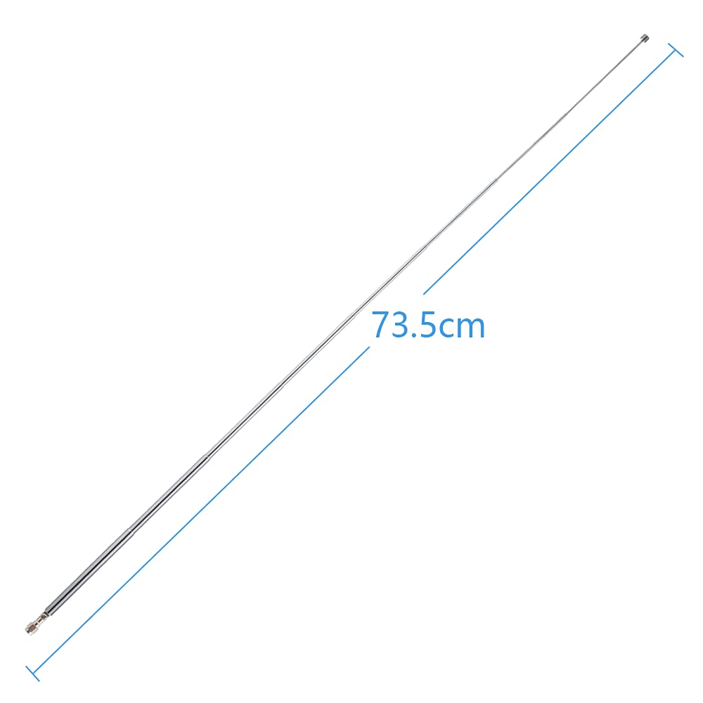 POBADY 2PCS 8 Sections Telescopic Antenna SMA Male Connector Radio Replacement Antenna 73.5cm/28.9IN for TV AM FM Radio Stereo Receiver