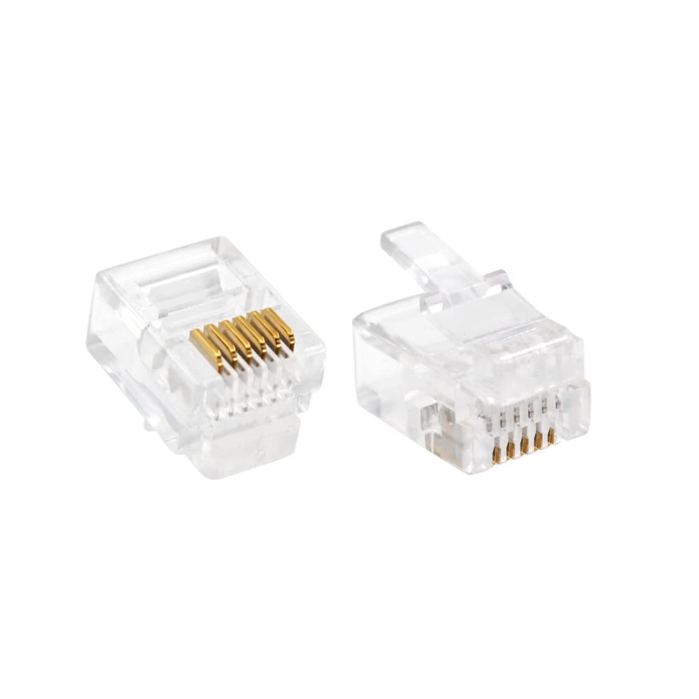 SMITON 100PACK Telephone Plug 6P6C RJ12 Modular Plug (6/6, Telephone Cord Connector)