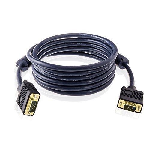 Projector Cable VGA/SVGA HD15 Male to Male Video Coaxial Monitor Cable with Ferrite Cores Gold Plated Compatible for Projectors, HDTVs, Displays