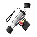 DSRKE SD Card Reader, USB 3.0 & USB C Dual Slots to Micro SD Card Adapter, Memory Card Reader for SD, microSD, SDHC, SDXC | Compatible with iPhone