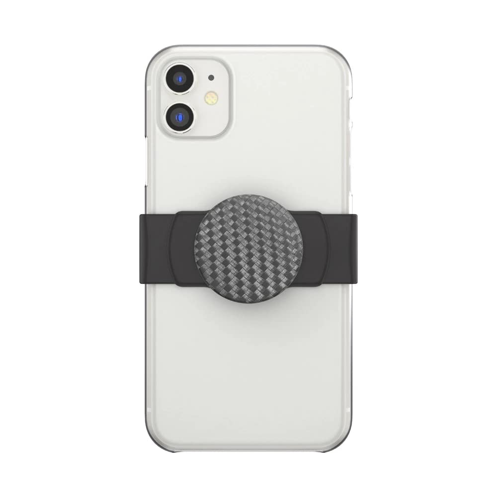 PopSockets Phone Grip Slide for Phones and Cases, Sliding Phone Grip with Expanding Kickstand - Carbonite Weave