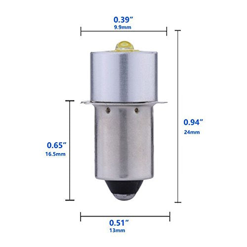 JOMITOP 2 Pack P13.5S LED Replacement Bulbs DC 3W 4-12V LED Upgrade Bulb for Maglight Flashlight on 3 4 5 6 Cell Lantern Torch