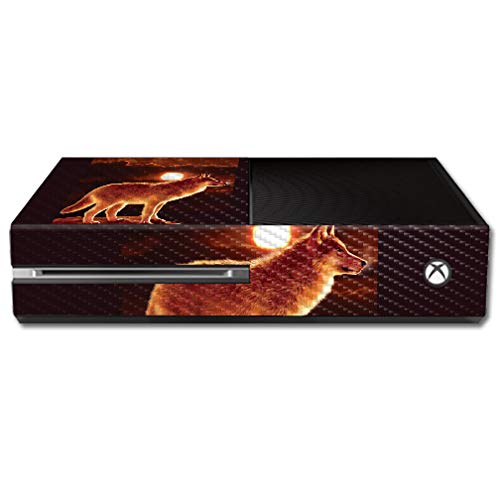 MightySkins Carbon Fiber Skin for Microsoft Xbox One - Sunset Wolf | Protective, Durable Textured Carbon Fiber Finish | Easy to Apply, Remove,