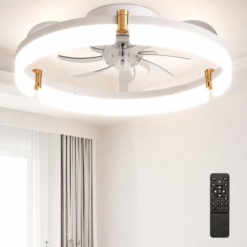 Garvee Ceiling Fan with Lights, 20'' Flush Mount Low Profile Fandelier