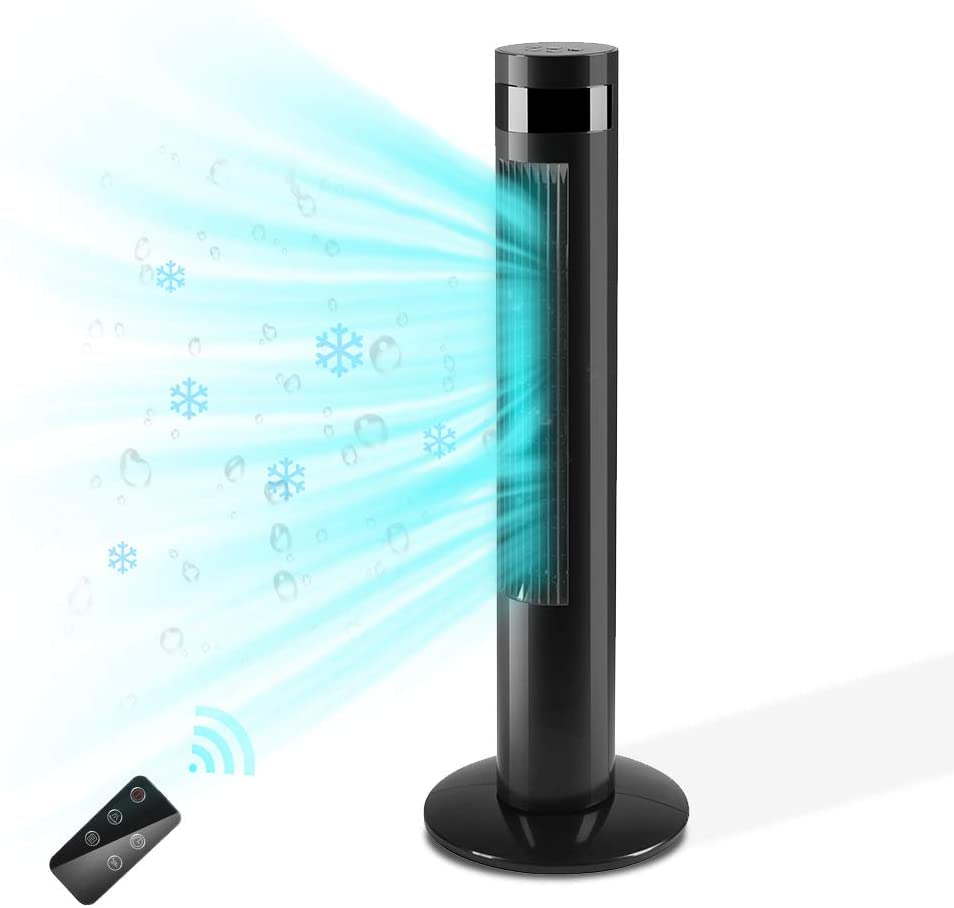 Antarctic Star Tower Fan Portable Electric Oscillating Fan Quiet Cooling Remote Control Standing Bladeless Floor Fans 3 Speeds Wind Modes Timer