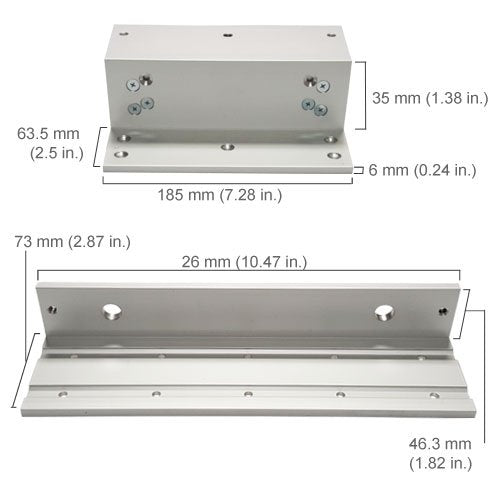 Visionis LZ1200 L and Z Bracket for 1200lbs Electromagnetic Lock for Inswinging Door Access Control Maglock
