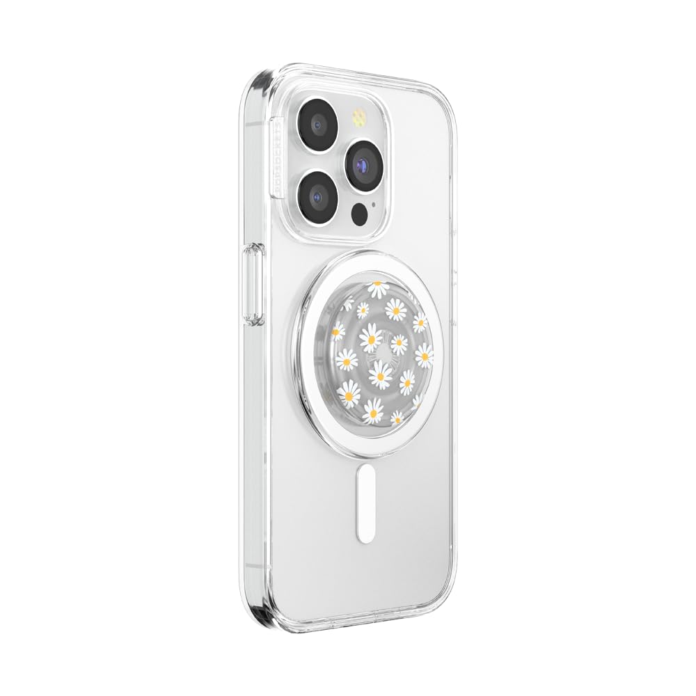 PopSockets Phone Grip for MagSafe, Magnetic Holder, Phone Stand, Daisy - Translucent He Loves Me Not