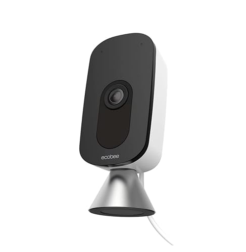 ecobee SmartCamera - Indoor WiFi Security Camera, Smart Home Security System, 1080p HD 180 Degree FOV, Night Vision, 2-Way Audio, Works with Apple