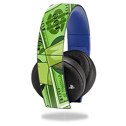 MightySkins Skin Compatible with Sony PS4 Gold Wireless Headset (Original Model ONLY) Headphones Sticker Skins All About The Benjamins