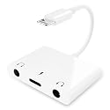 Unitrox 3 in 1 Dual 3.5mm Headphone Jack Adapter - Earphone Jack Audio and Charging Adapter - Headphone Splitter for iPhone 14/13/ 12/11/ X/ 8 - White