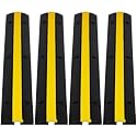 4 Pack of 1 Channel Cable Protector Ramp, Rubber Cable Ramp with 22046 Lbs Load Capacity, Heavy Duty Floor Wire Cord Cover, Driveway Traffic Speed