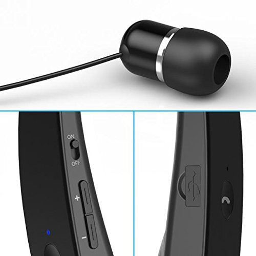 Neckband Wireless HiFi Sound Headset w Retractable Earbuds Premium Earphones Headphones Hands-Free Mic [Folding] for Amazon Fire HD 10, 8, Kindle DX…