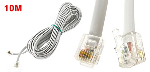 uxcell 6P6C RJ11 Telephone Extension Fax Modem Cable Line 33Ft Length White