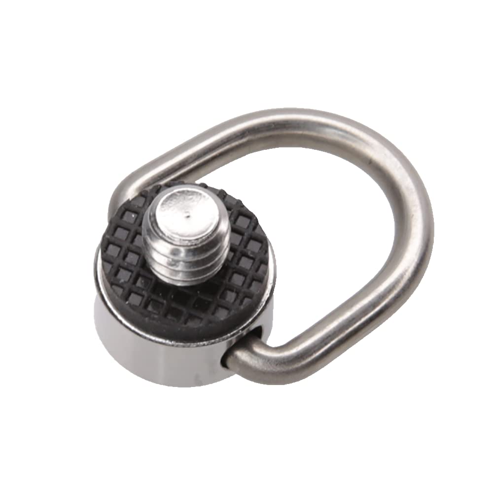 Foto&Tech Stainless Steel 1/4"-20 Rubber Padded D Ring Screw, D-Shaped Ring Camera Sling Screw for Shoulder Straps, Wrist Straps, Selfie Sticks