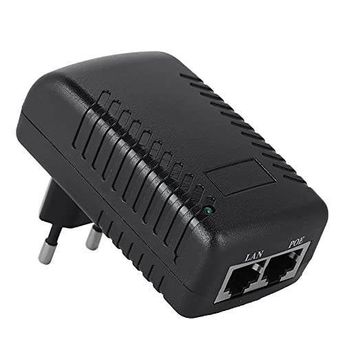 PoE Injector Adapter with 48V 0.5A Passive POE Supply Injector Ethernet Adapter with Plug Suitable for IP Voip Phones, Cameras, and More(US)