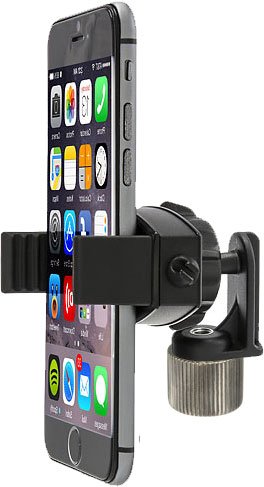 ChargerCity 360° Swivel Adjust Smartphone Holder with 5/8" Tripod Microphone Stand Adapter for All Smartphone up to 3.6 inch Wide (iPhone 17 Air 16 15