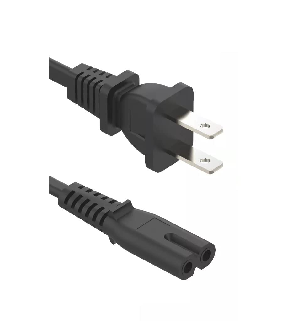 6 Feet Figure 8 Non-Polarized (NEMA 1-15P to C7) 2 Prong Power Cord, Compatible with Printers, Smart LEDs, TVs, Play-Stations, Notebook and Laptop