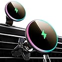 MOKPR for Magsafe Car Mount Charger-15W Wireless Car Charger-Magnetic Car Phone Holder for Dash Air Vent-LED RGB HandsFree Car Mount Fast Car Charger