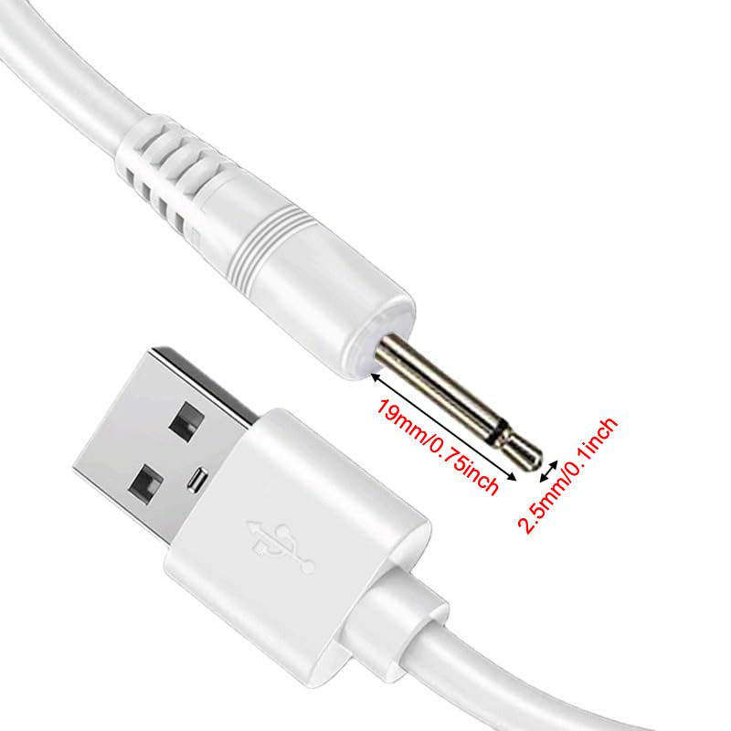 ThtRht 3 Pack DC Charging Cable Replacement USB to DC 2.5mm Charger Cord Adapter for Silicone Rechargeable Devices Massager Lamp Facial Cleanser 17mm