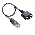 Earsinger RJ9 Male to 3.5mm Female Plug Headset Jack Phone Adapter Cable PC Dual 3.5mm Headset to RJ9/RJ10/RJ22 Phone Adapter
