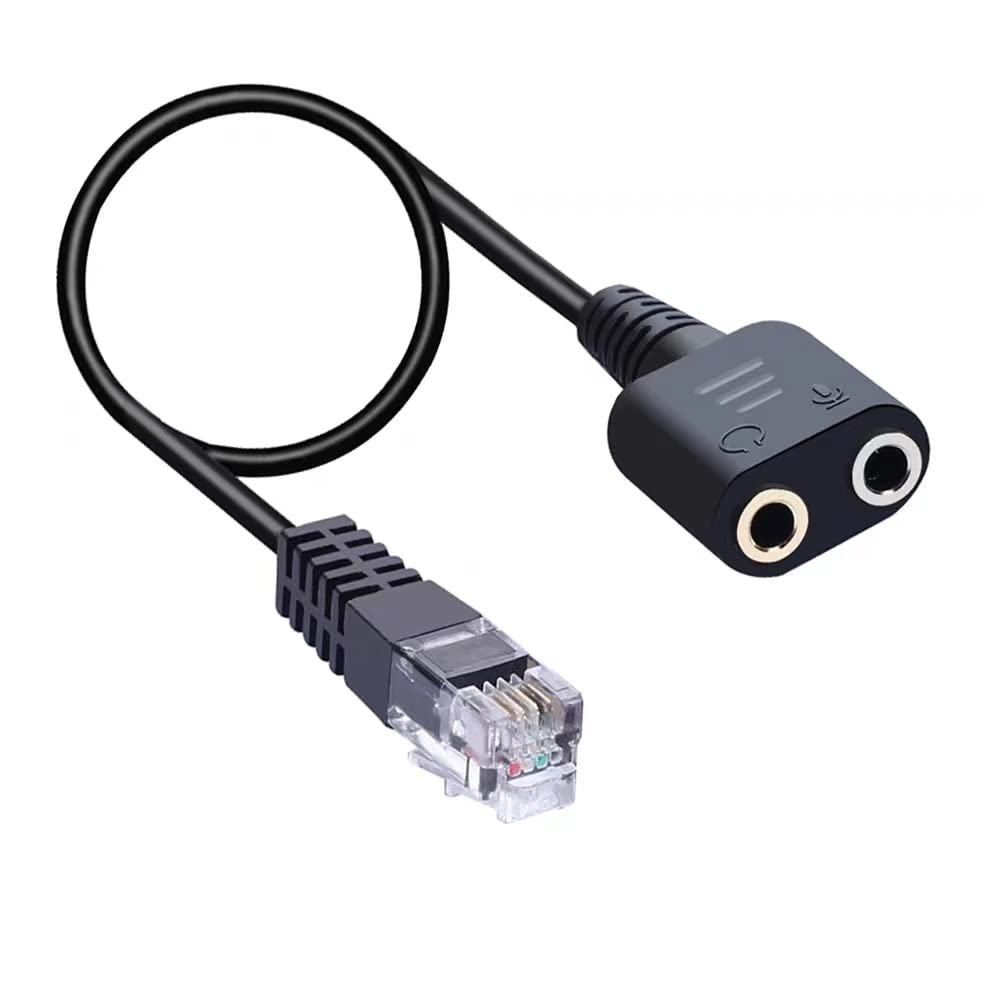 Earsinger RJ9 Male to 3.5mm Female Plug Headset Jack Phone Adapter Cable PC Dual 3.5mm Headset to RJ9/RJ10/RJ22 Phone Adapter