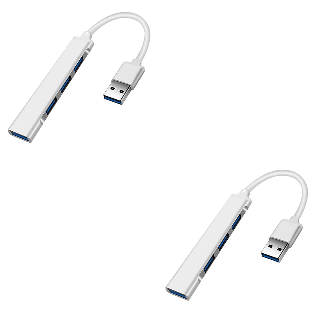 BudgetBundles US 2-4 Pcs USB 3.0 4 Port Hub Splitter Slim Sleek Aluminum PC Mac Laptop Desktop (2 Pack)