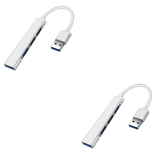 BudgetBundles US 2-4 Pcs USB 3.0 4 Port Hub Splitter Slim Sleek Aluminum PC Mac Laptop Desktop (2 Pack)