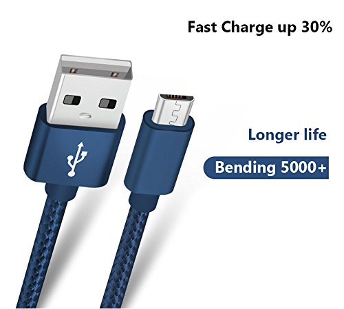 RoFI Micro USB Cable, [2Pack] 0.6M Android Charger, Nylon Braided Micro USB Charger, High Speed USB 2.0 A to Micro B Charging Cord Universal for HTC
