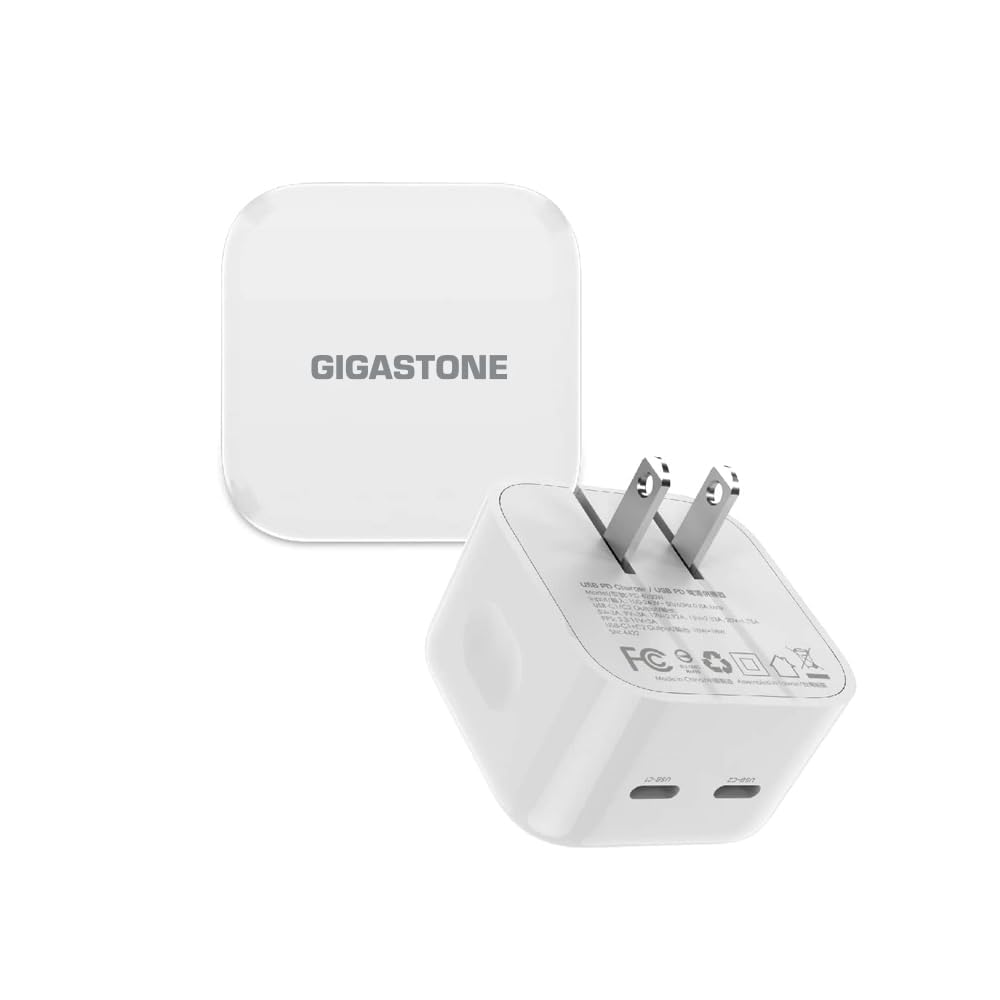Gigastone Dual Port USB C Foldable GaN Charger 35W [2 Pack] PD3.0 Fast Charger for iPad/iPad pro/iPhone 16 Pro Max/16 pro/15/14/13/Samsung Galaxy