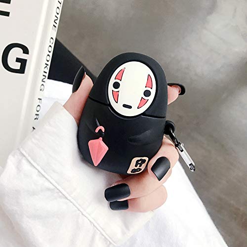BONTOUJOUR Case Compatible with AirPods 1/2, Super Cute Creative Sitting Faceless Man No Face Man Holding Umbrella Design Case, Soft Silicone Earphone