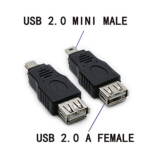 rgzhihuifz 2 Pack USB 2.0 MINI USB Male to Type A Female OTG Adapter Connector Converter Coupler