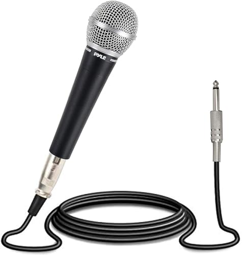 Pyle Microphone, Dynamic Cardioid, XLR Cable Included, Unidirectional, Rugged Construction, Built-in Pop Filter, Perfect for Stage & Studio, High