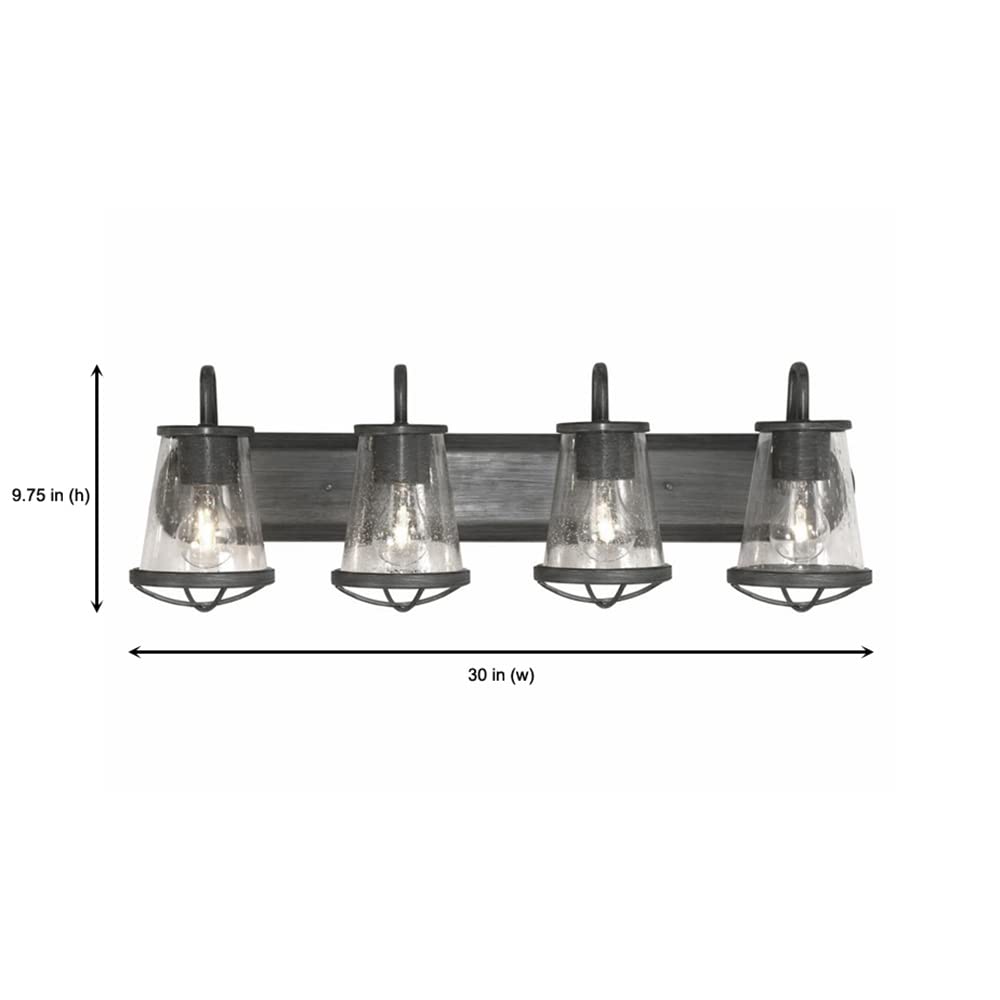 Designers Fountain 87004-WI 30in Darby 4-Light Bathroom Vanity Light Fixture, Weathered Iron