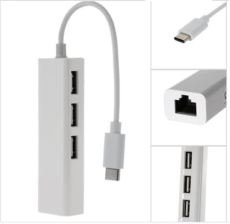 USB C to 3 x USB A and RJ45 Ethernet LAN Adapter Hub Cable Mac USB-C Network for Win XP/8/10/ MACOS