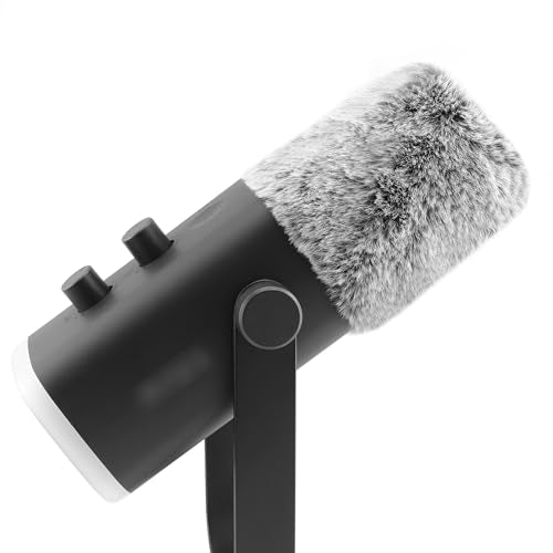 LEFXMOPHY Windscreen for FIFINE AM8 Microphone, Grey Furry Wind Muff Pop Filter
