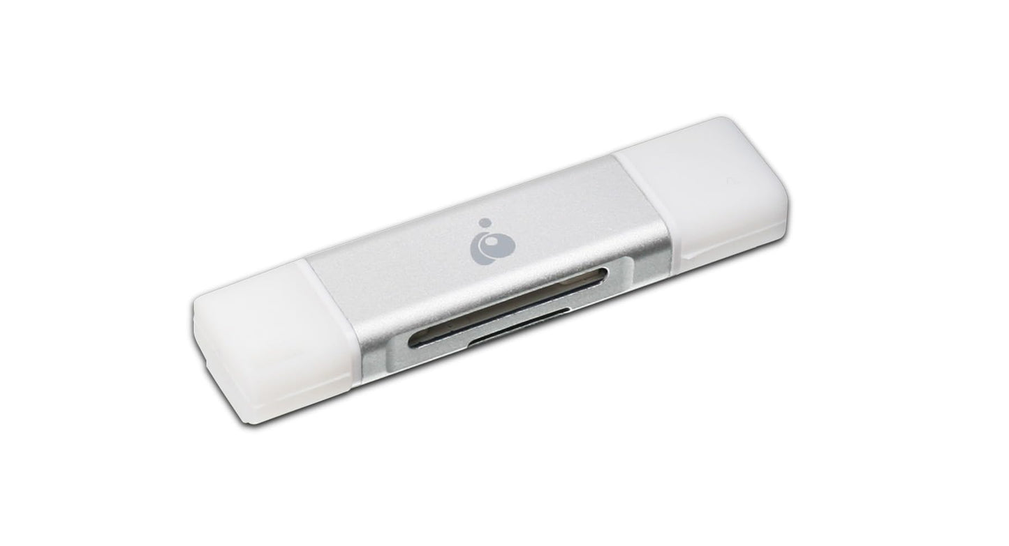 IOGEAR USB-C 2-in-1 SD Card Reader - w/USB Type A - SDXC - SDHC - SD - MMC - RS-MMC - Micro SDXC - Micro SD - Micro SDHC Card - UHS-I Cards - GFR3C12