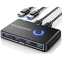 USB 3.0 Switch Selector for 2 Computers, USB Switcher Sharing 4 USB Devices Peripheral Hub for Mouse, Keyboard, Scanner, Printer;