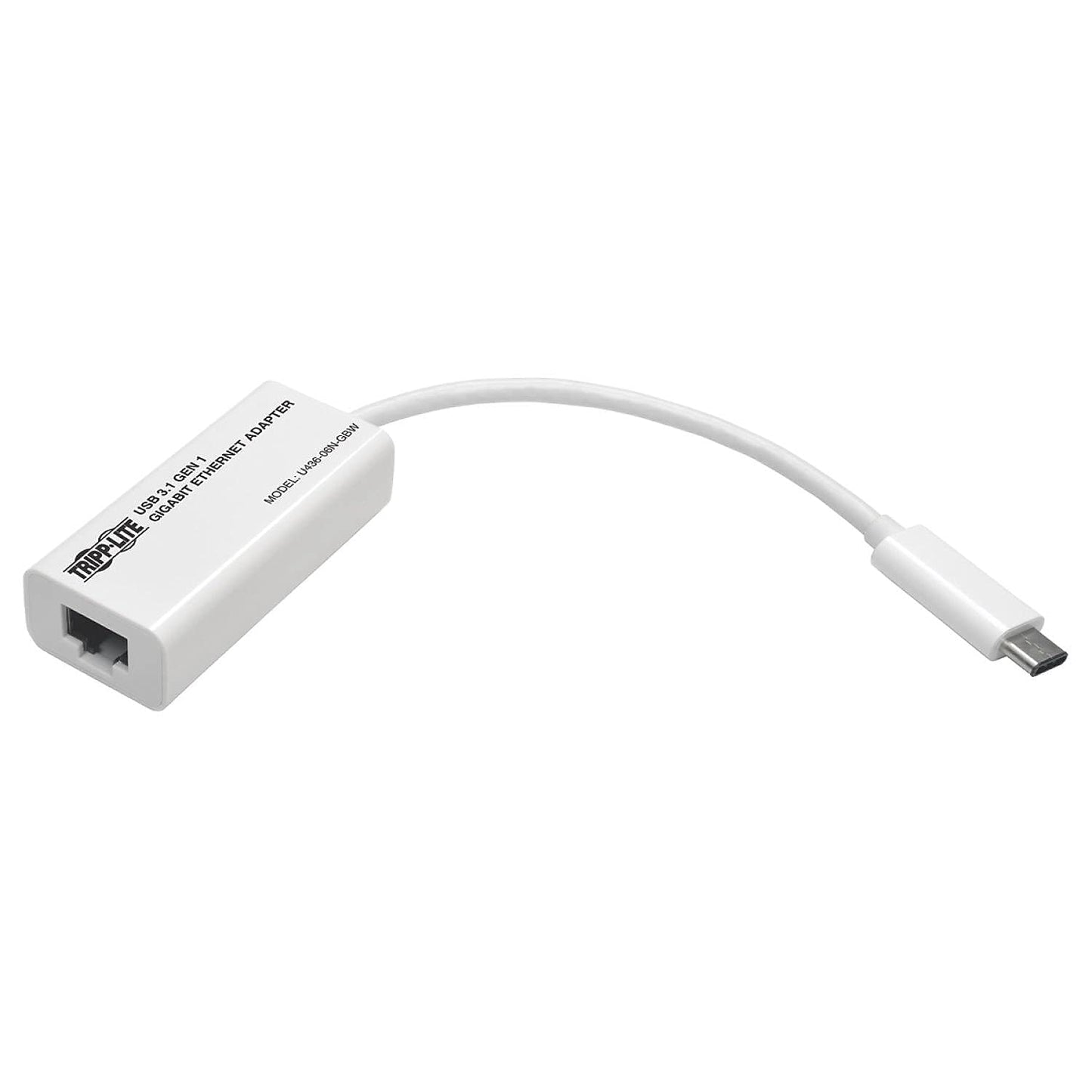 TRIPP LITE USB 3.1 Gen 1 Type-C to Gigabit Ethernet NIC Network Adapter 10/100/1000 Mbps White (U436-06N-GBW)