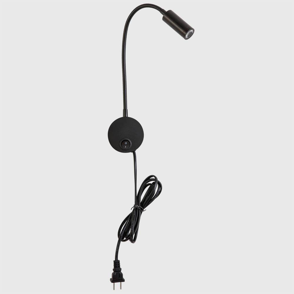 Agese Wall Mounted Reading Light Sconces Lamp LED 3W Warm White 3000K Plug Cord Black Finished 1 Piece