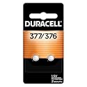 Duracell 377/376 Silver Oxide Button Batteries, 2 Count (Pack of 1), Battery with Long-Lasting Power for Watches, Calculators, and More