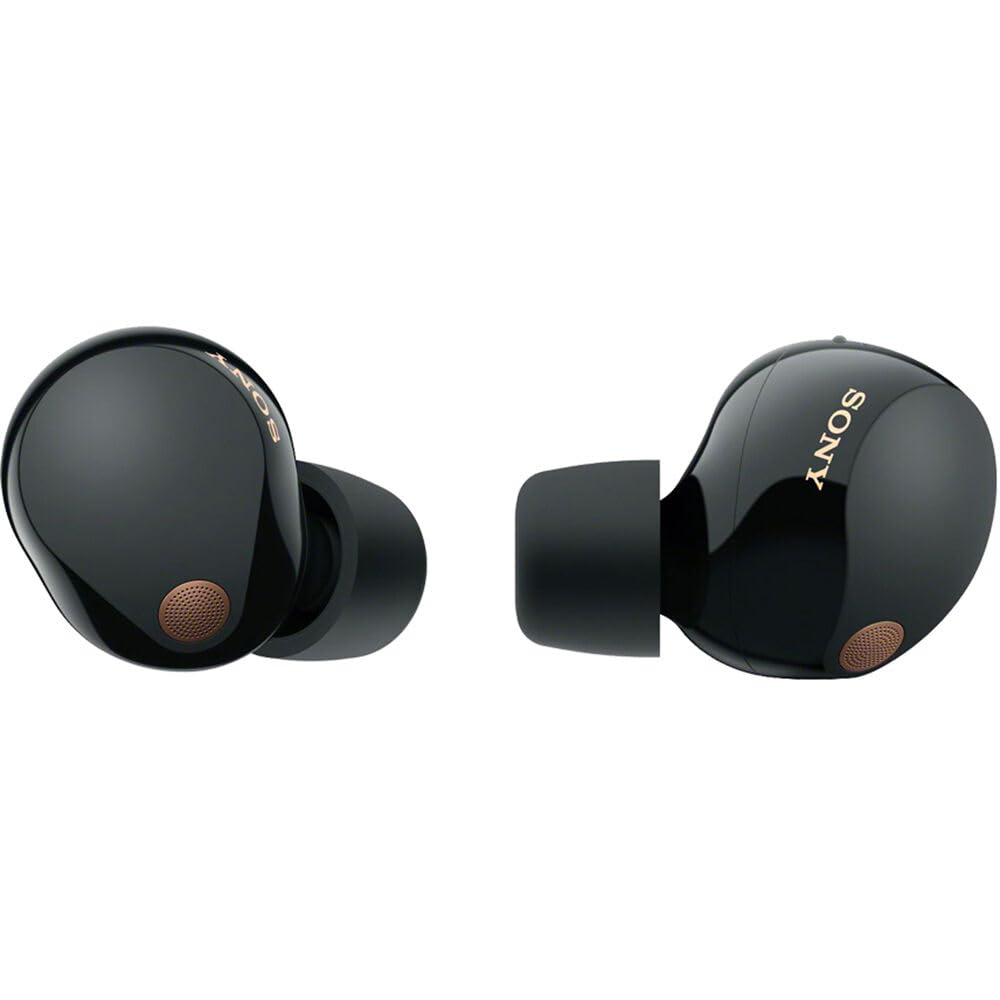 Sony WF-1000XM5 Industry Leading Noise Canceling Truly Wireless Earbuds (Black) Bundle with Silicone Case (Red), Memory Foam Ear Tips, USB-A to USB-C…