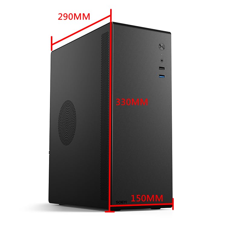 V100 M-ATX/ITX Computer Case,Multifunctional Pc Case, Business Case with Spcc Side Panel, Support 260mm VGA Card 120mm CPU Cooler (Black)