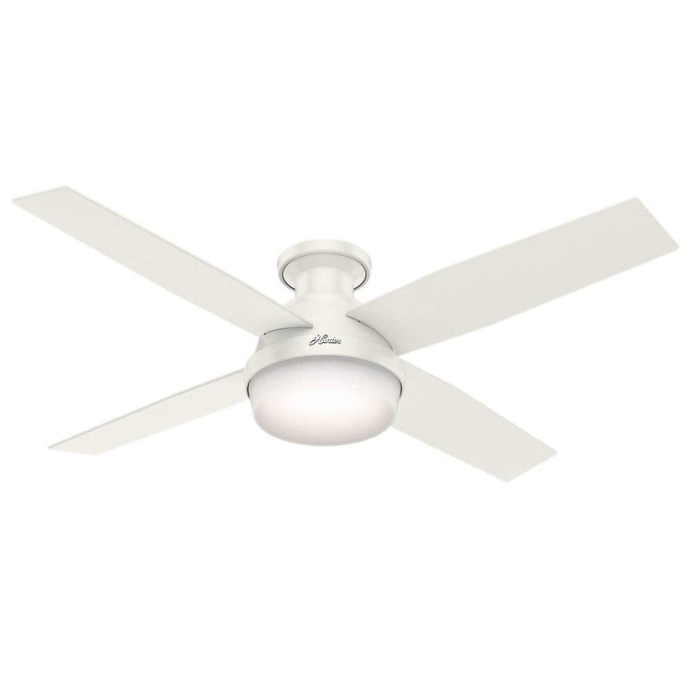 Hunter Fan 52 inch Fresh White Finish Dimpsay Low Profile with Light Kit (Renewed)