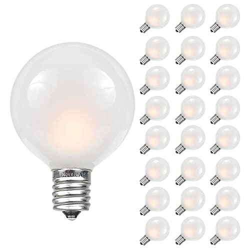 Novelty Lights 25 Pack G40 Frosted White Outdoor Globe String Light Bulbs